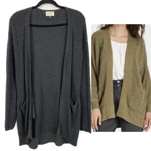Universal Thread Womens‎ Cotton Cardigan Sweater XS Grey Oversized Pockets